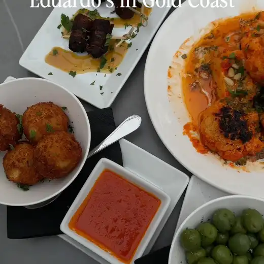 Seasonal dish styled on a table at Eduardo's Enoteca